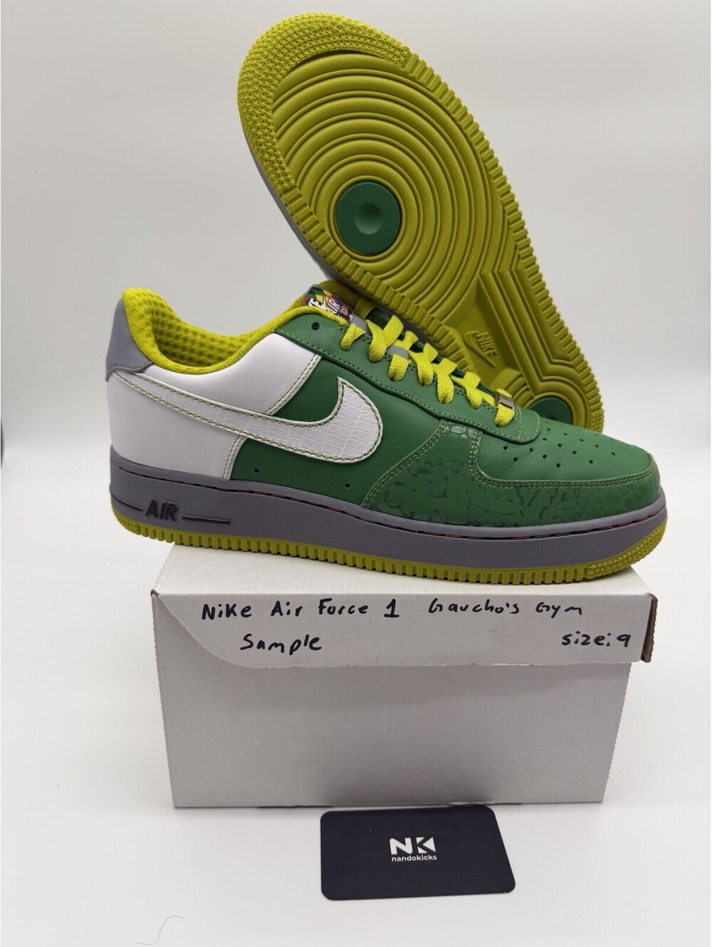 NIKE Air Force 1 Premium 07 'Gaucho'S Gym' GREEN 315180-311 Size 9M SAMPLE